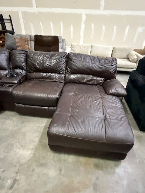 *Free Delivery* Large Real Leather 6 Piece Sectional Couch Power Recliners