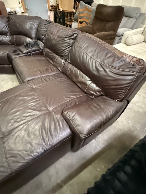 *Free Delivery* Large Real Leather 6 Piece Sectional Couch Power Recliners