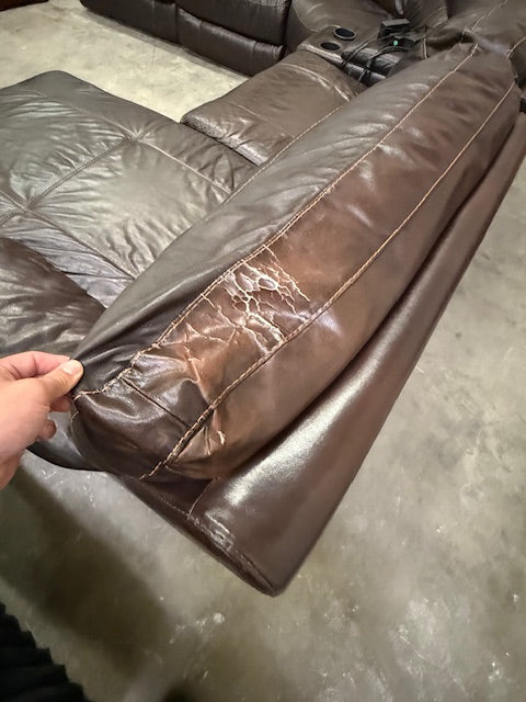 *Free Delivery* Large Real Leather 6 Piece Sectional Couch Power Recliners