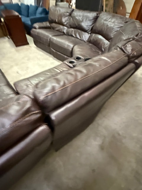 *Free Delivery* Large Real Leather 6 Piece Sectional Couch Power Recliners