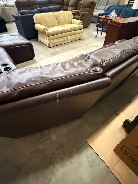 *Free Delivery* Large Real Leather 6 Piece Sectional Couch Power Recliners