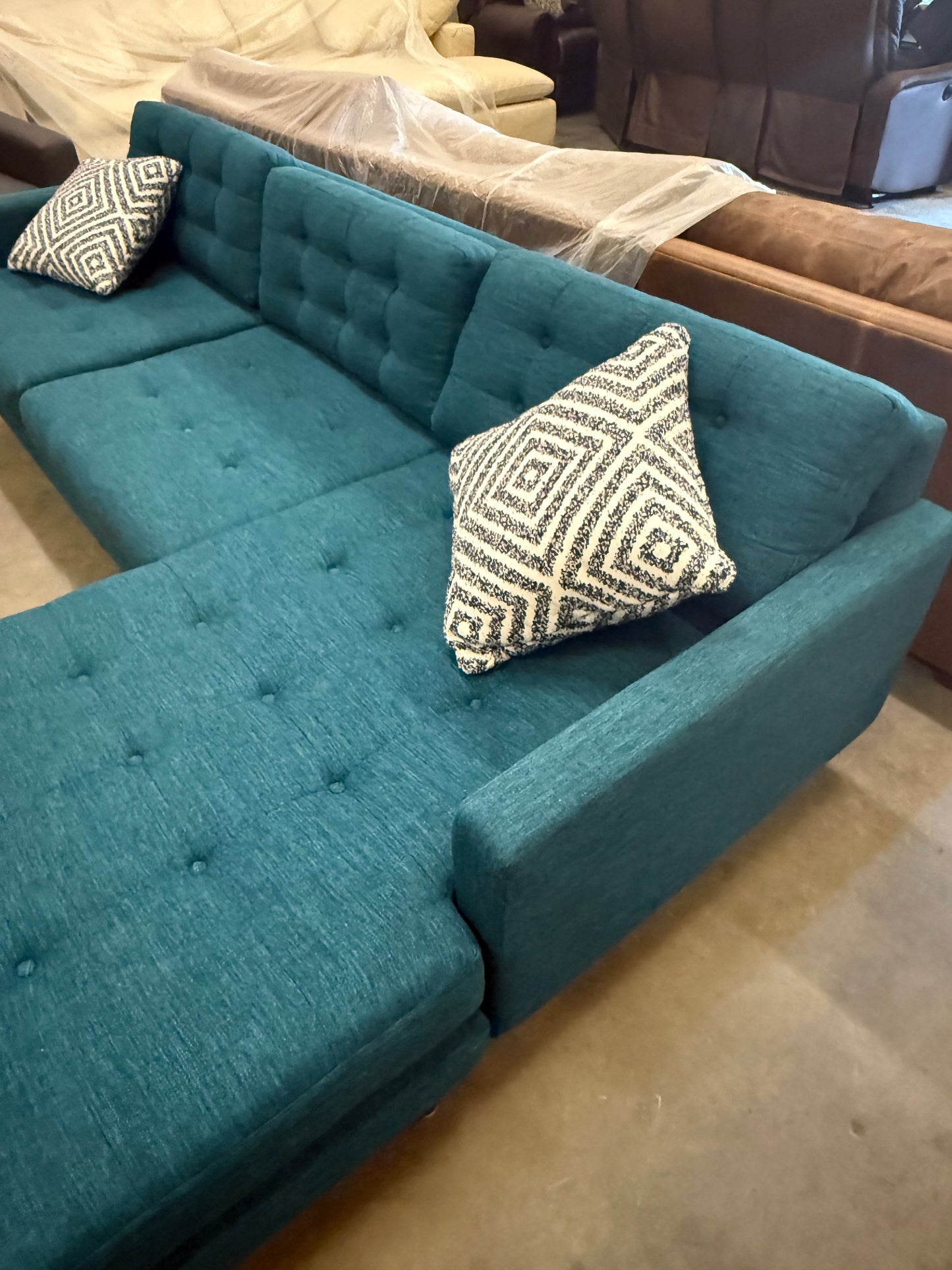 *Free Delivery* Joybird Elliot Emerald Sectional (Retails $3,000) Modern Design