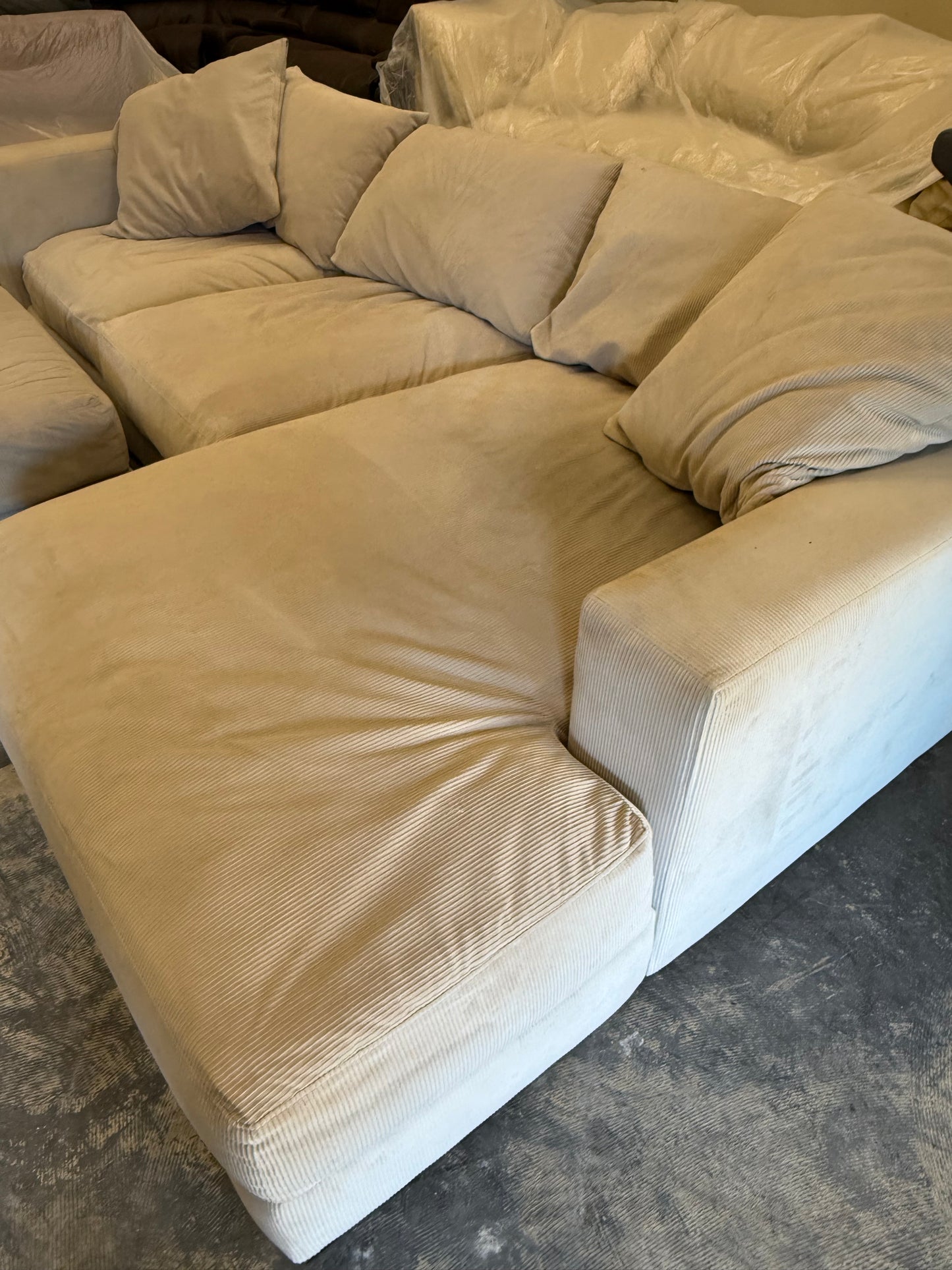 *Free Delivery* Excellent Condition Microfiber Corduroy Cloud Couch with Ottoman (Retails $2000+)