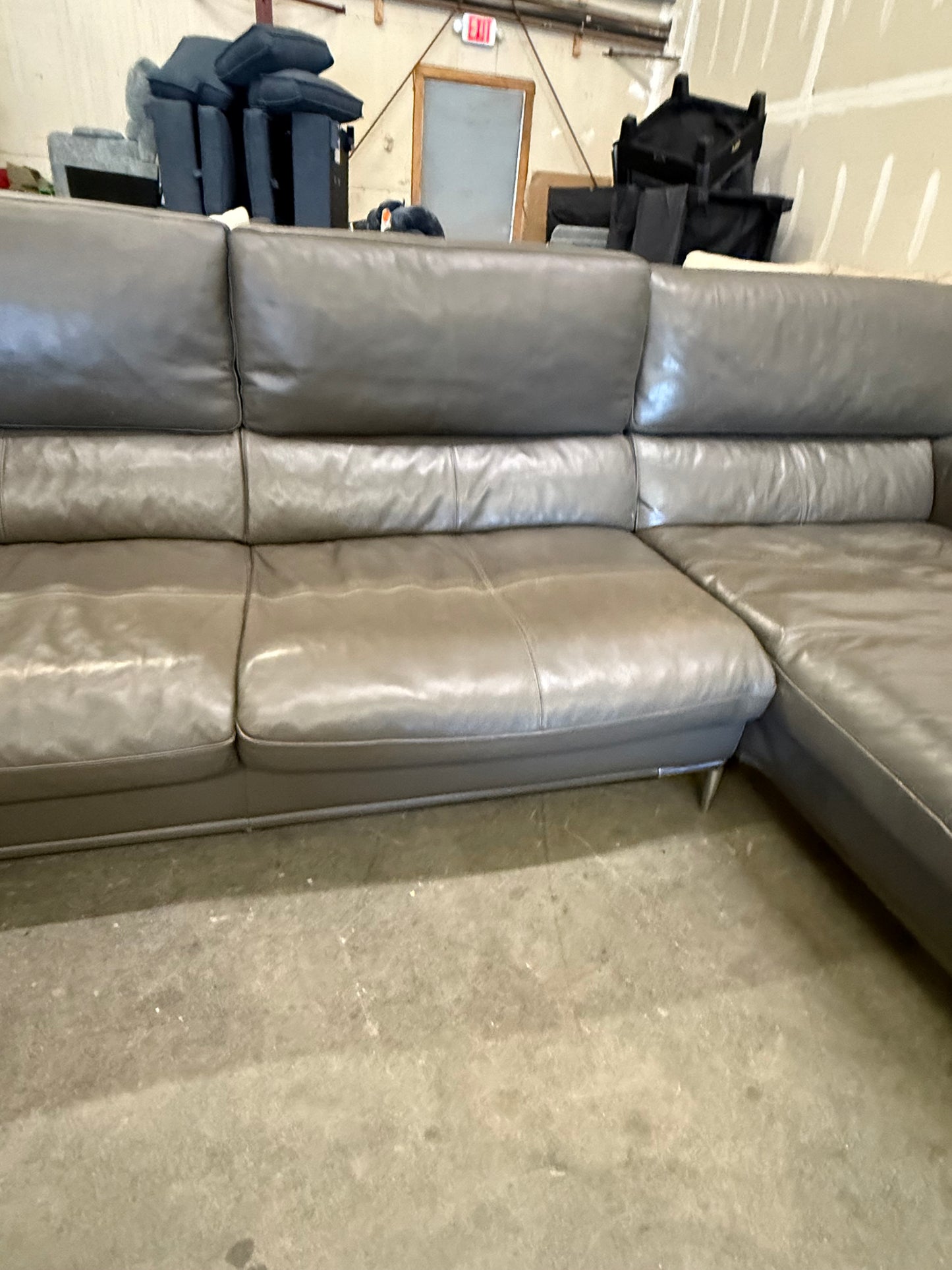 *Free Delivery* Jordan's Furniture Real Leather Modern Style Couch (Retails $3000+)