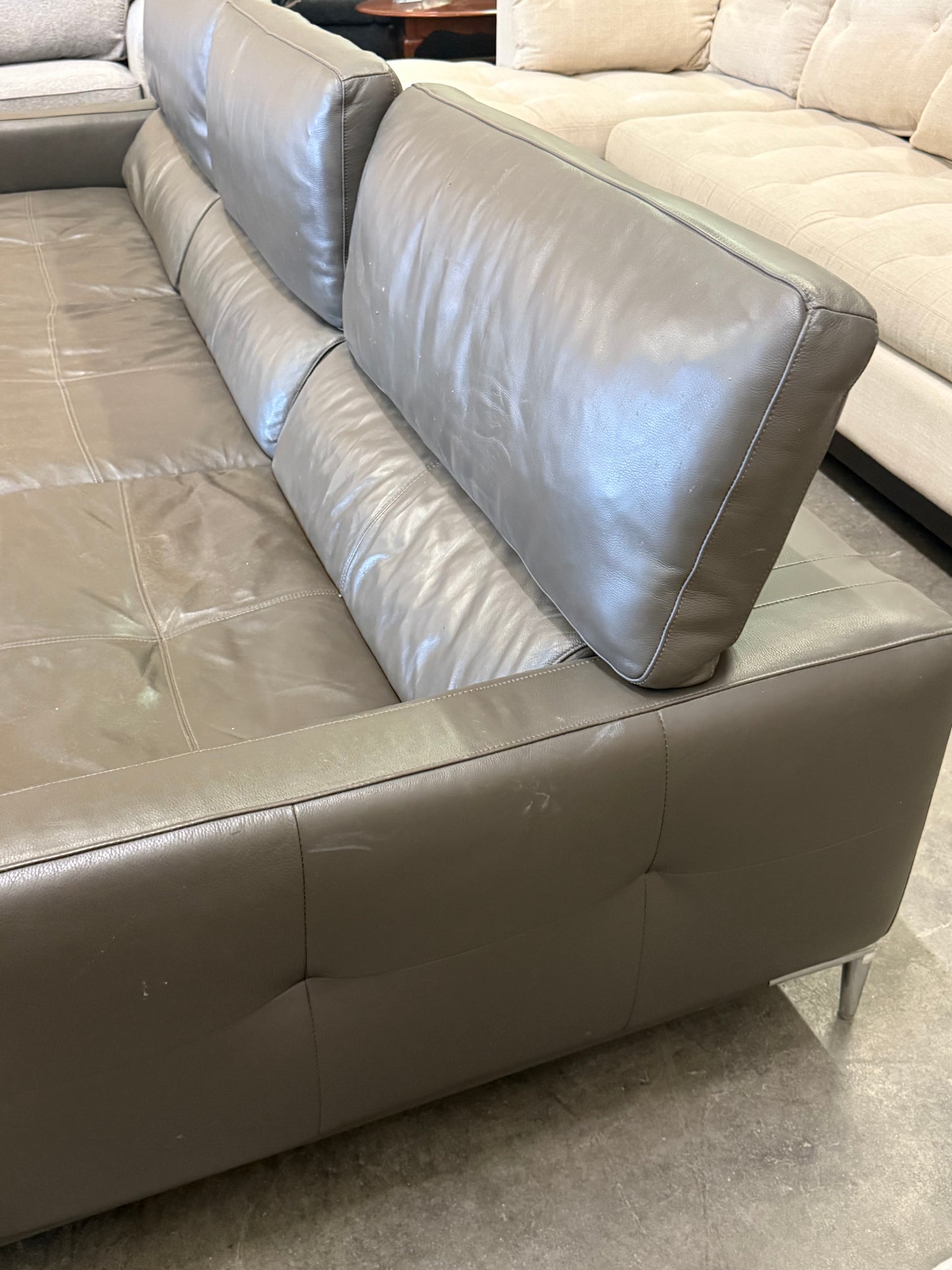 *Free Delivery* Jordan's Furniture Real Leather Modern Style Couch (Retails $3000+)