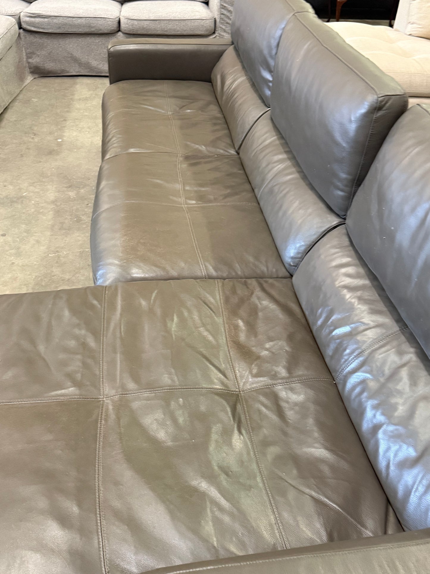 *Free Delivery* Jordan's Furniture Real Leather Modern Style Couch (Retails $3000+)