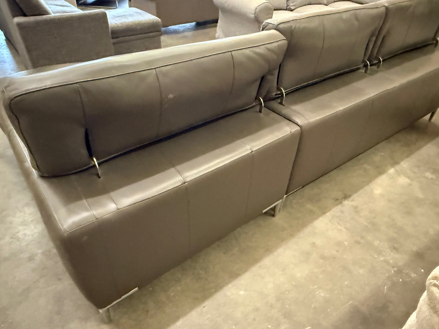 *Free Delivery* Jordan's Furniture Real Leather Modern Style Couch (Retails $3000+)