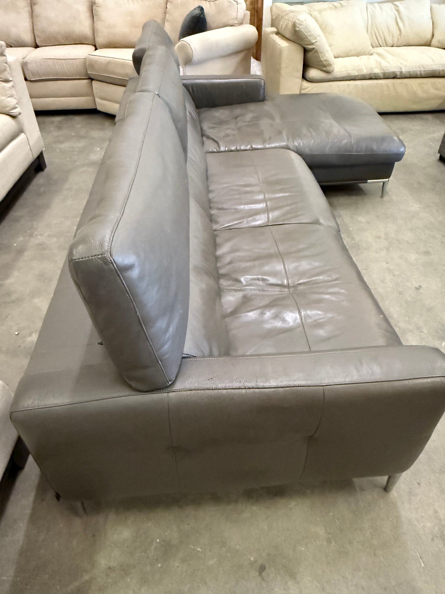*Free Delivery* Jordan's Furniture Real Leather Modern Style Couch (Retails $3000+)