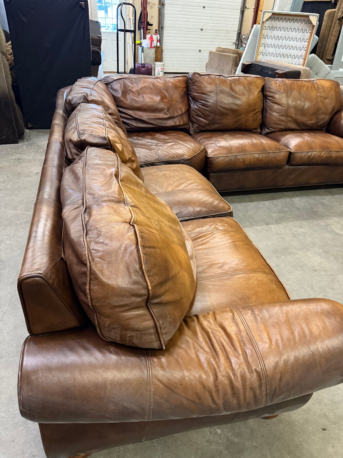 *Free Delivery* Thomasville Chestnut Real Leather 3-Piece Couch