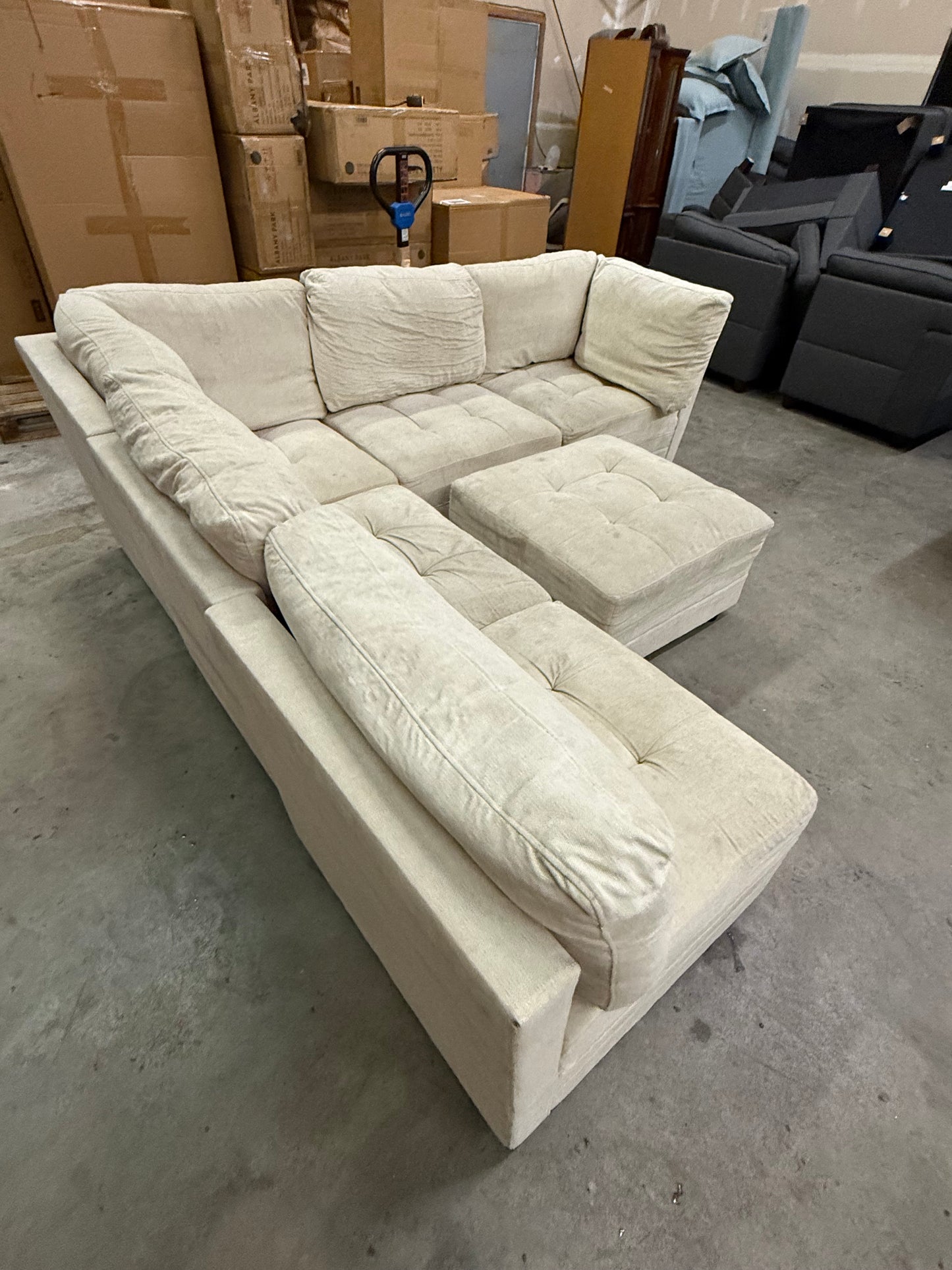 *Free Delivery* Cream Sectional Couch Modular with Ottoman