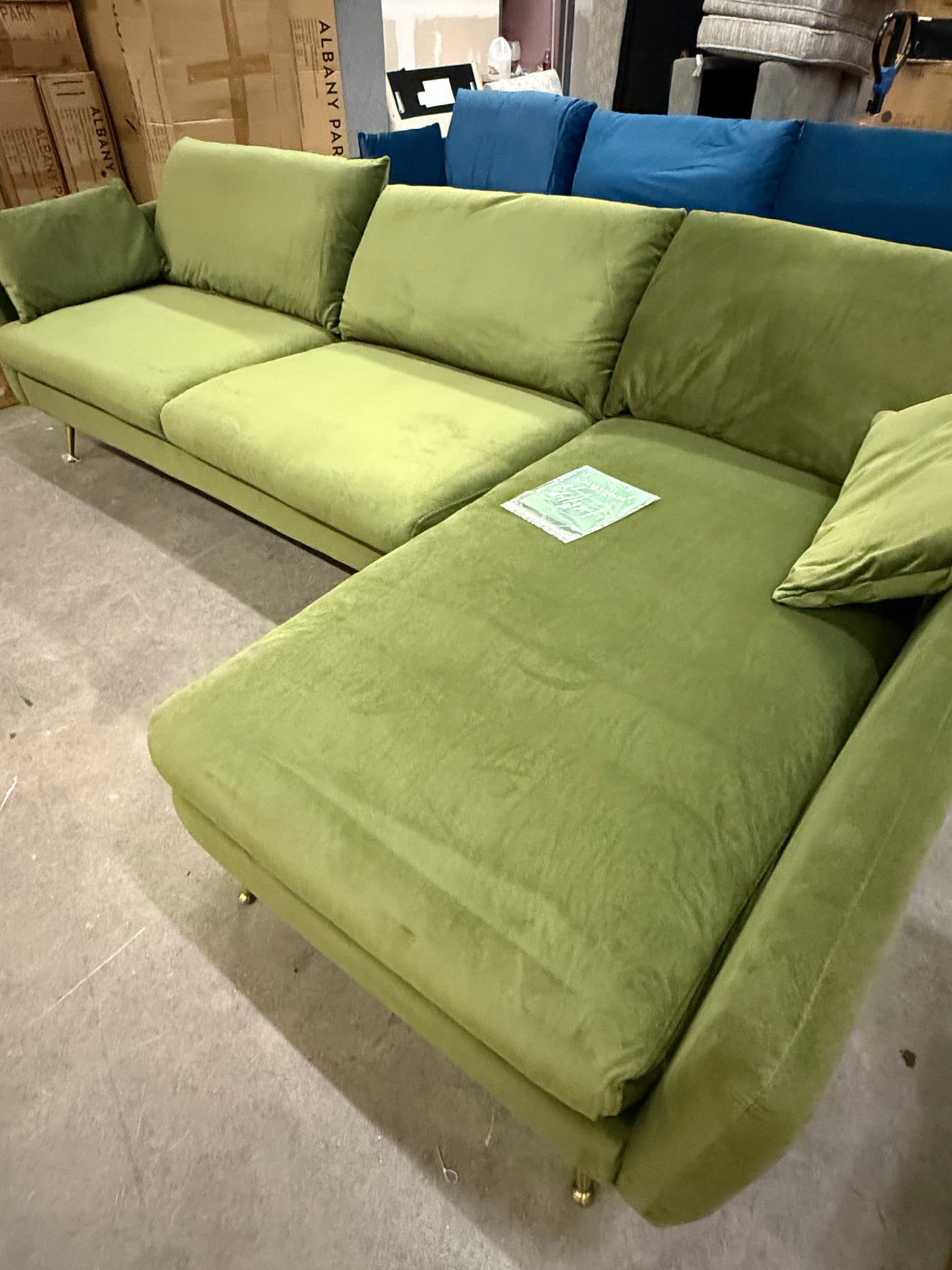 *Free Delivery* Brand New in the Box Albany Park "Park" Sectional Olive Green