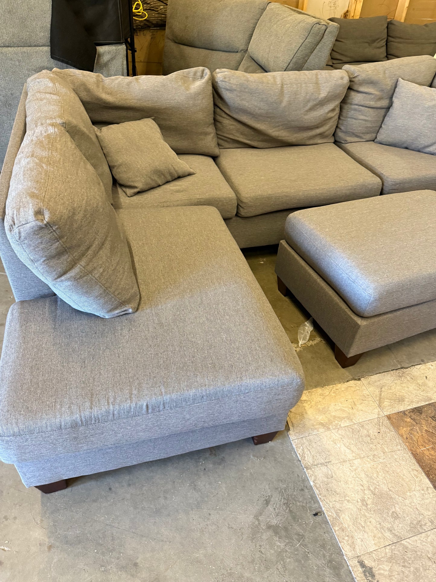 *Free Delivery* Great Condition Gray 2 Piece Sectional Couch with Ottoman