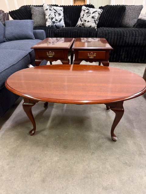 Cherry Wood Coffee Table with Two End Tables Matching Pennsylvania House