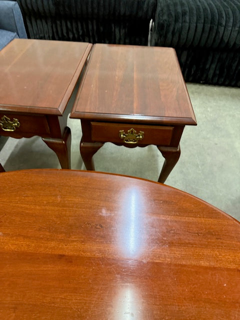 Cherry Wood Coffee Table with Two End Tables Matching Pennsylvania House