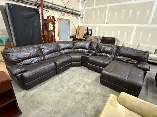 *Free Delivery* Large Real Leather 6 Piece Sectional Couch Power Recliners