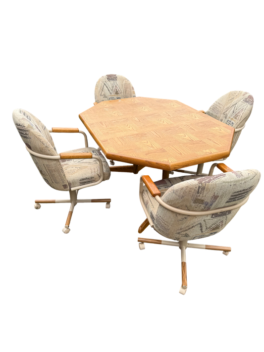 *Free Delivery* Retro MCM Table Set with Roller Chairs