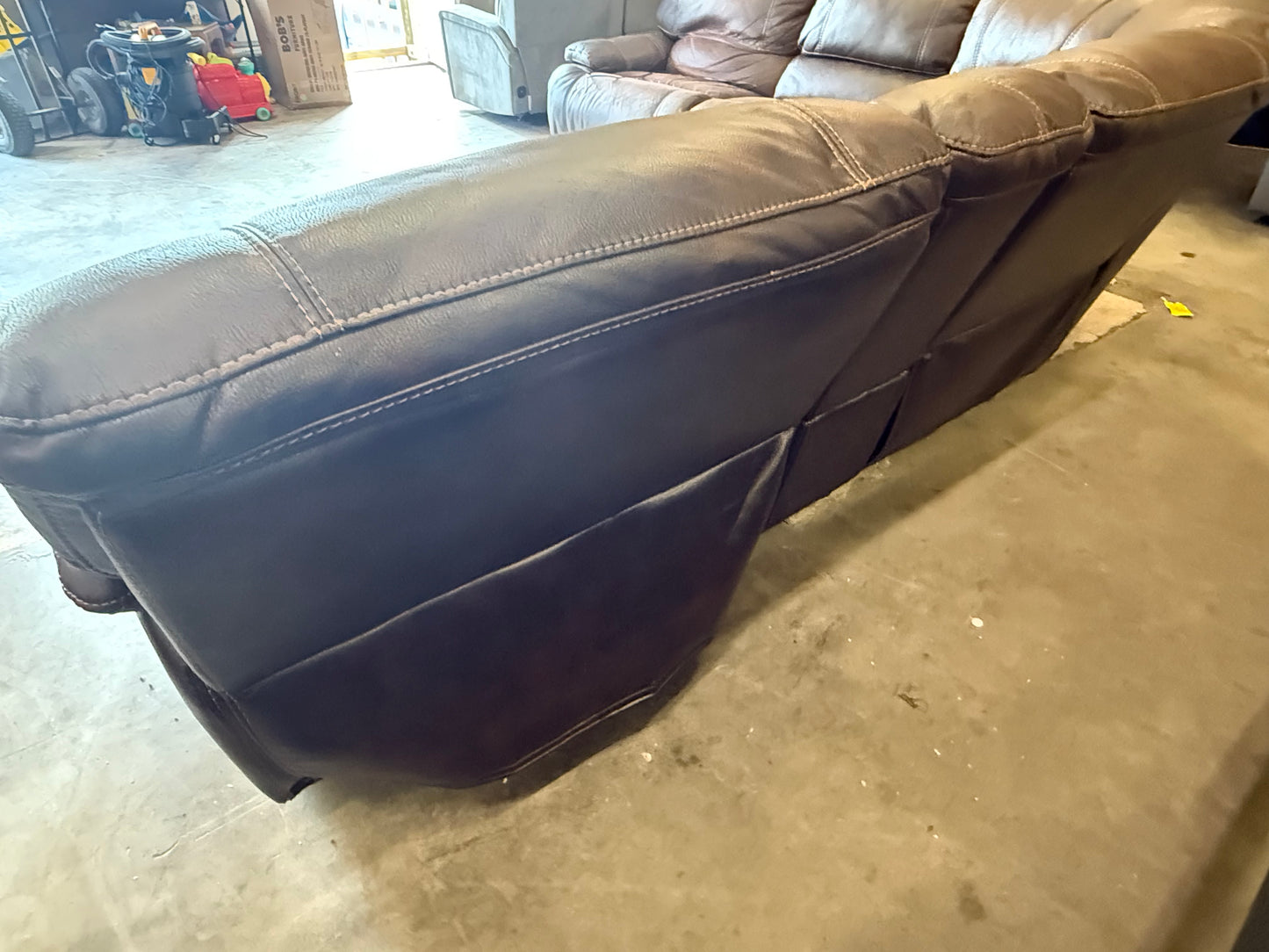 *Free Delivery* Retails $2000+ - Raymour & Flannigan Leather Sectional Couch with Power Recliners and Console (Copy)