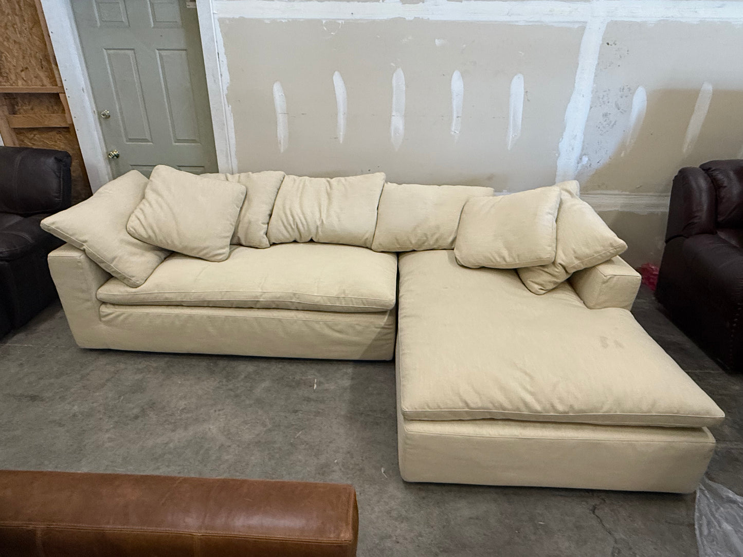 2025 Restoration Hardware Cloud Performance Fabric Sectional – Right-Arm Chaise Bench Seat – $3,999 (Milton, VT)