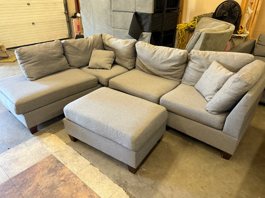 *Free Delivery* Great Condition Gray Sectional with Matching Ottoman
