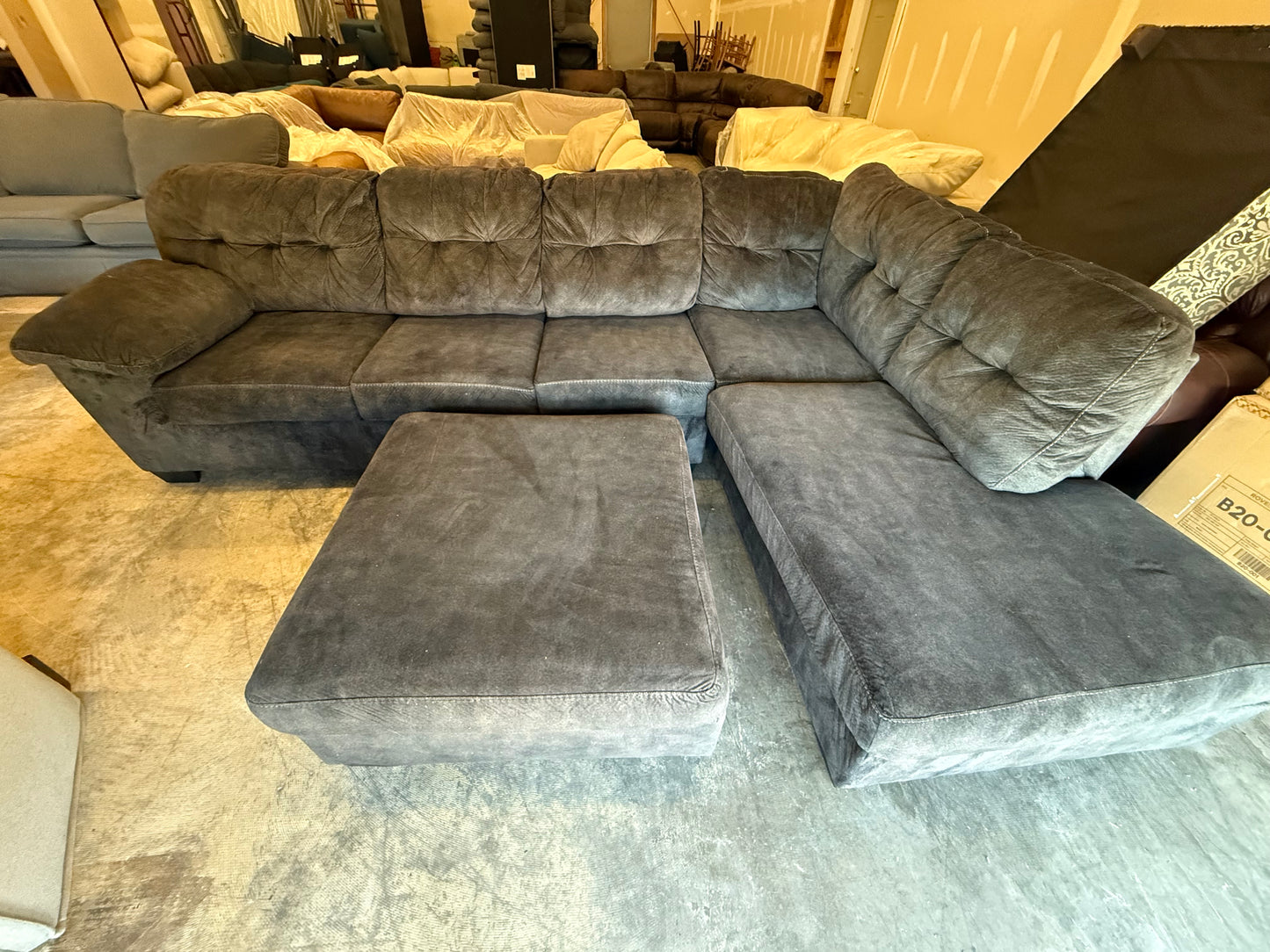 *Free Delivery* Great Condition Ashley Dark Gray Couch with Matching Ottoman