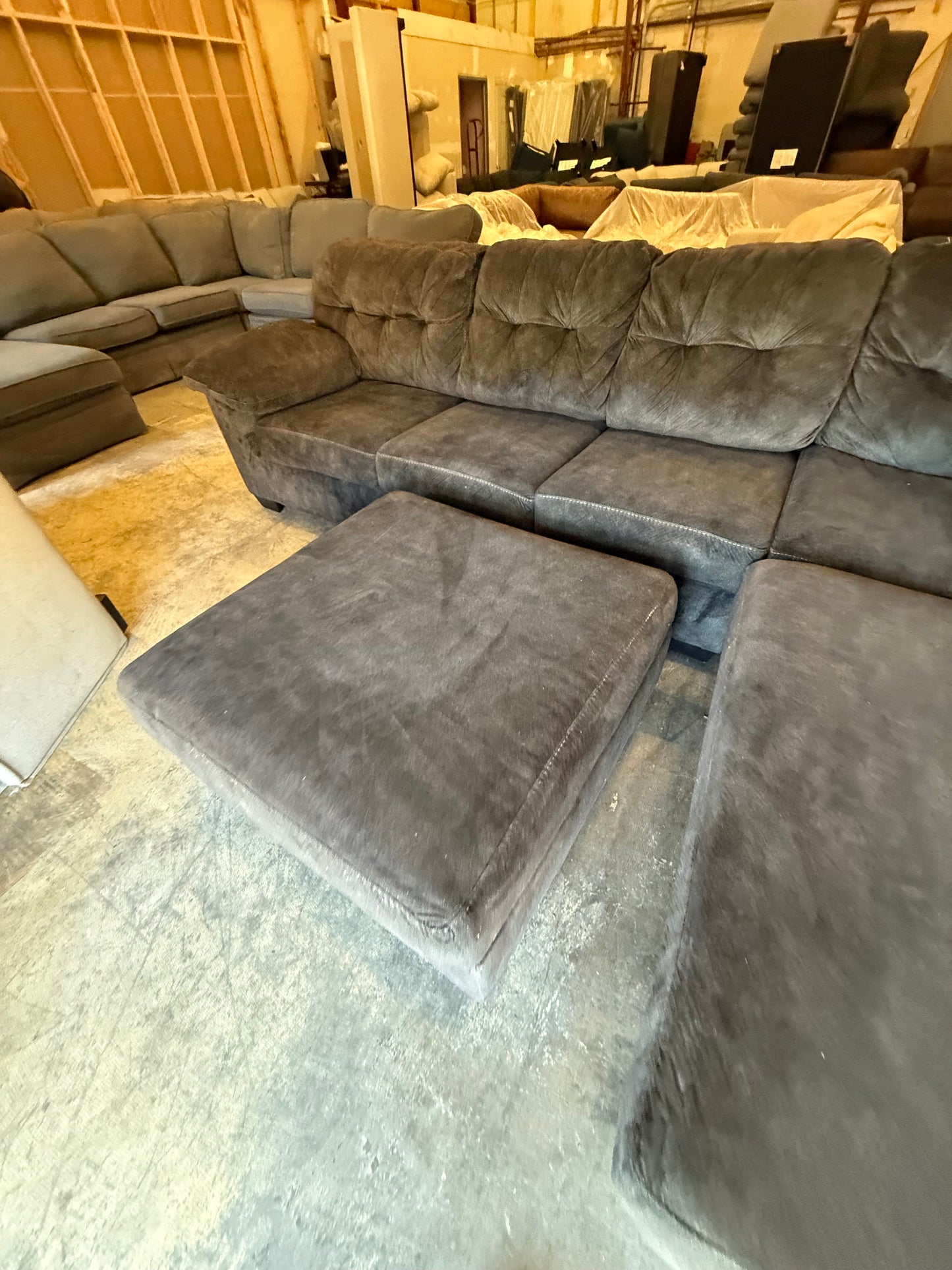 *Free Delivery* Great Condition Ashley Dark Gray Couch with Matching Ottoman