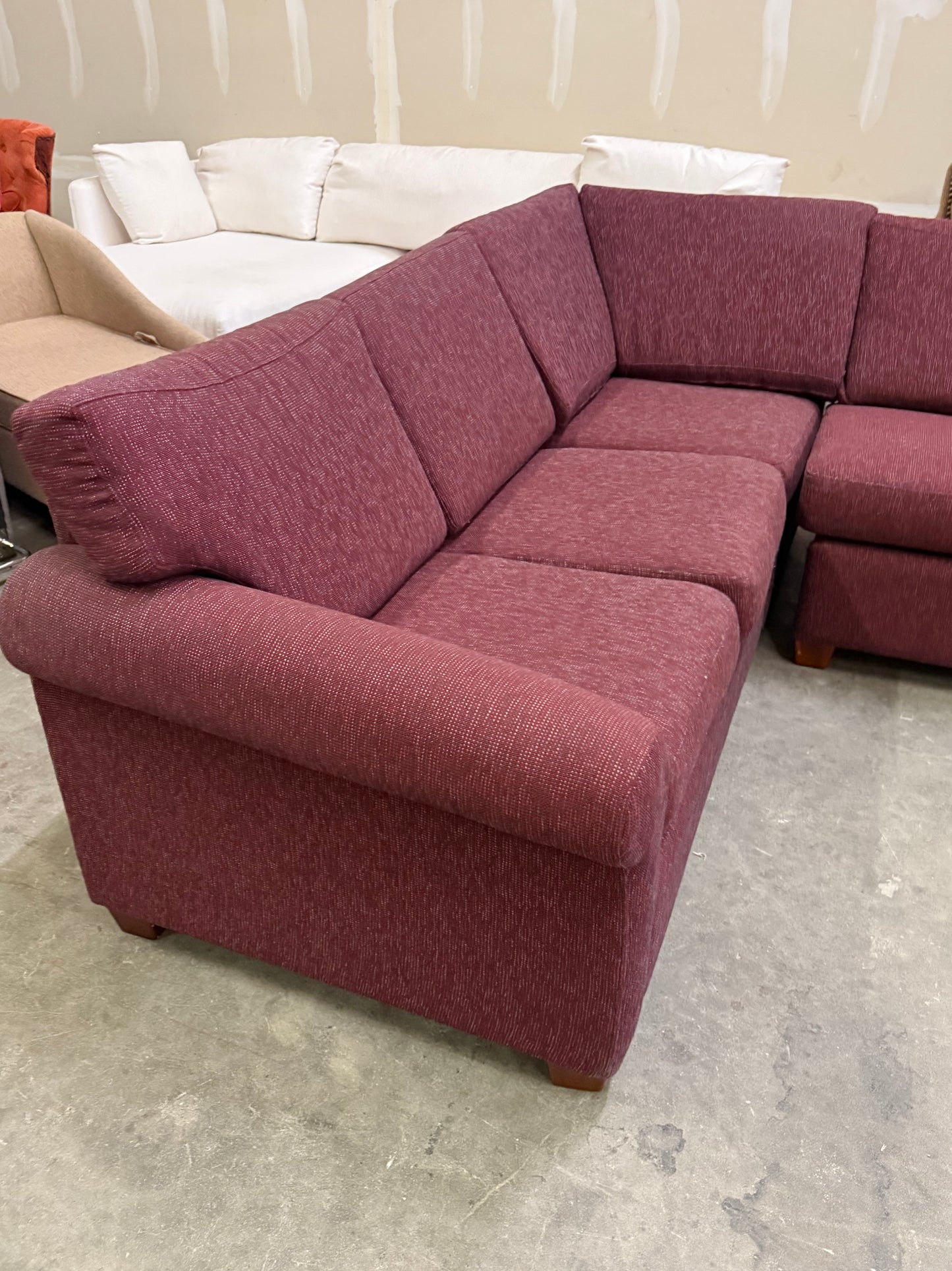 *Free Delivery* Excellent Condition 3-Piece Burgundy Red Wine Sectional with Pullout Bed