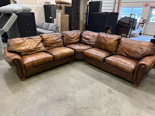 *Free Delivery* Thomasville Chestnut Real Leather 3-Piece Couch