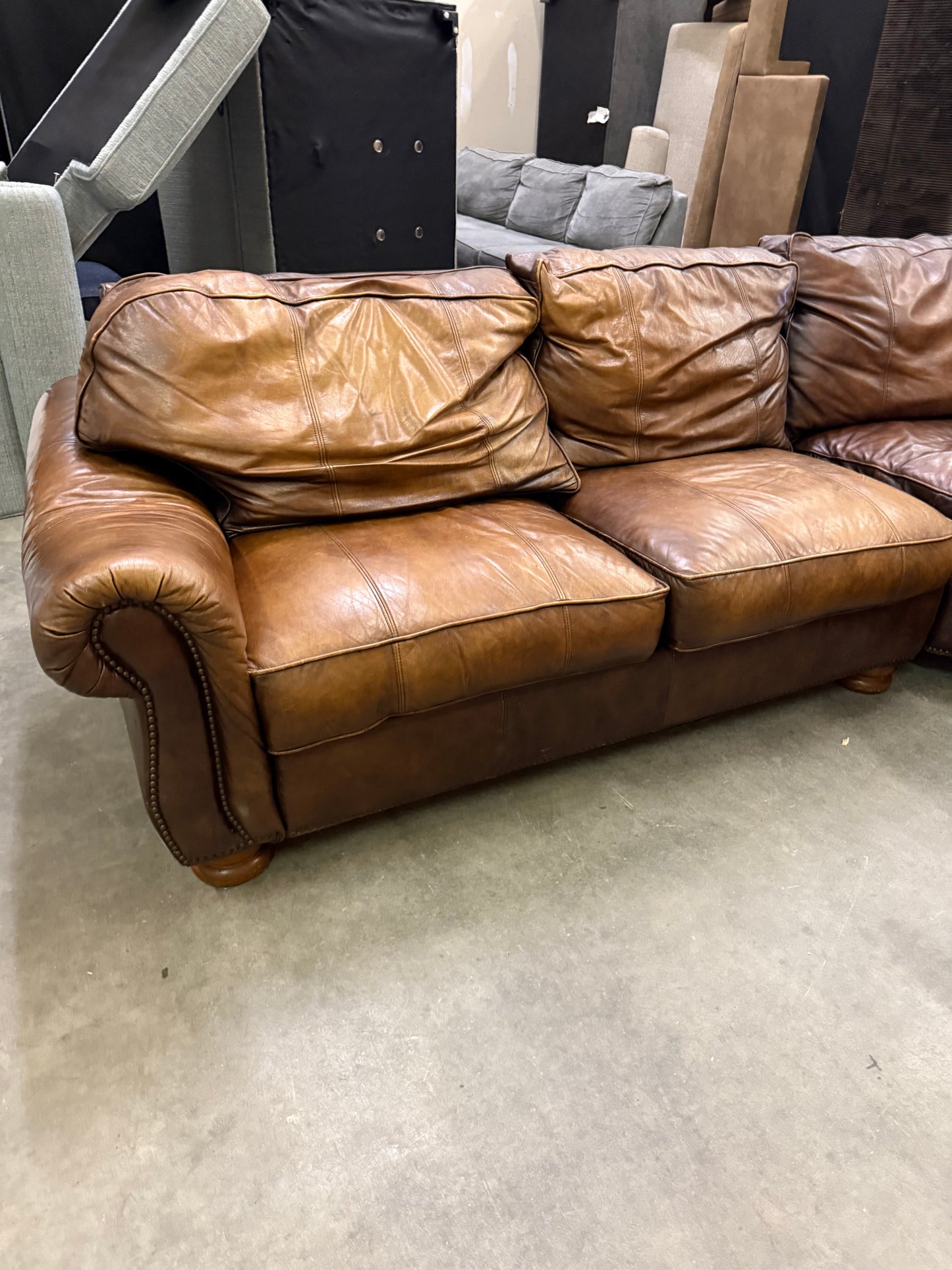*Free Delivery* Thomasville Chestnut Real Leather 3-Piece Couch