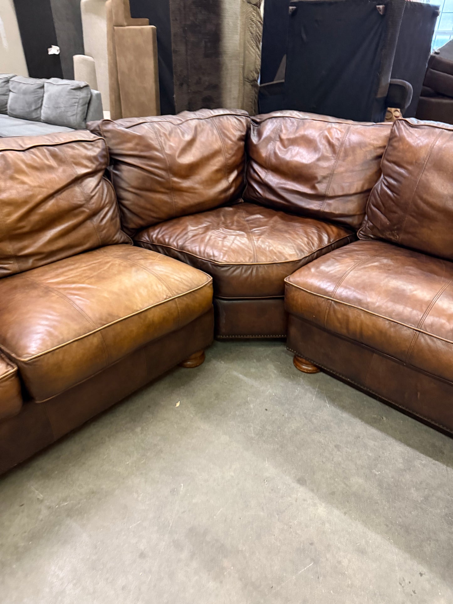 *Free Delivery* Thomasville Chestnut Real Leather 3-Piece Couch