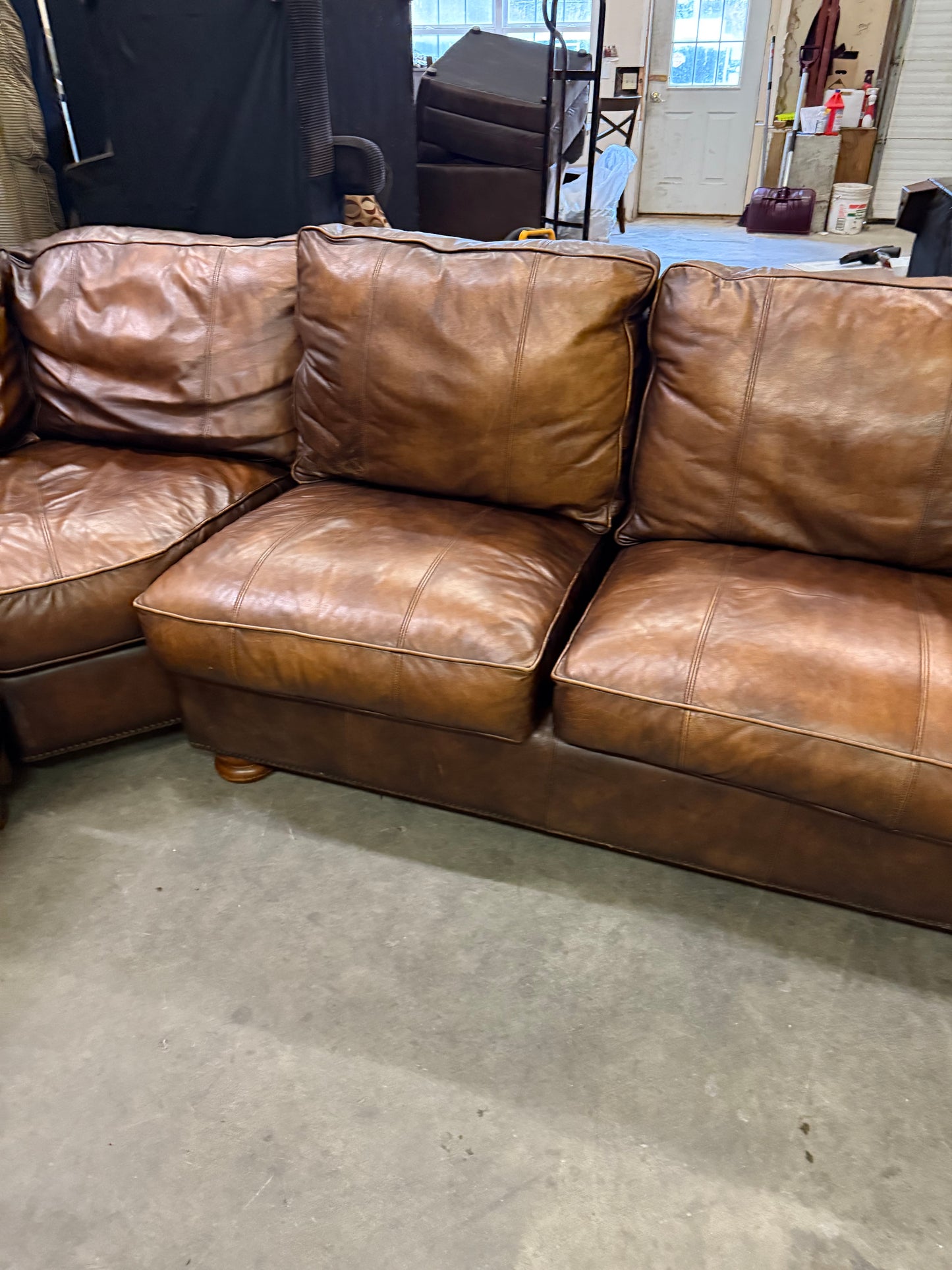 *Free Delivery* Thomasville Chestnut Real Leather 3-Piece Couch