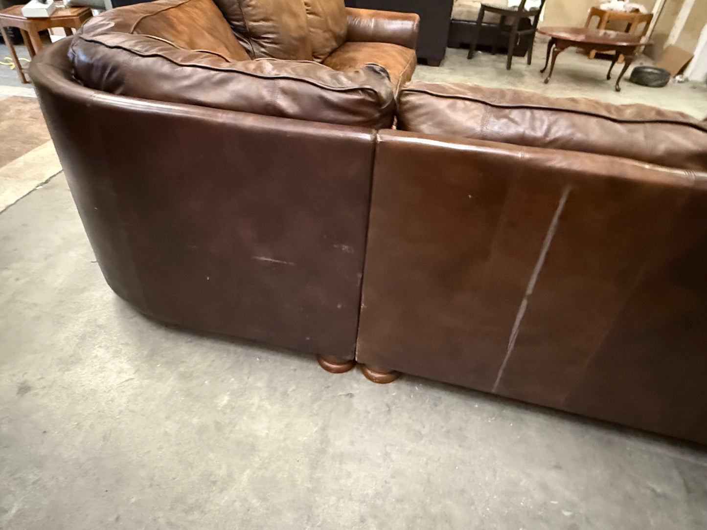 *Free Delivery* Thomasville Chestnut Real Leather 3-Piece Couch