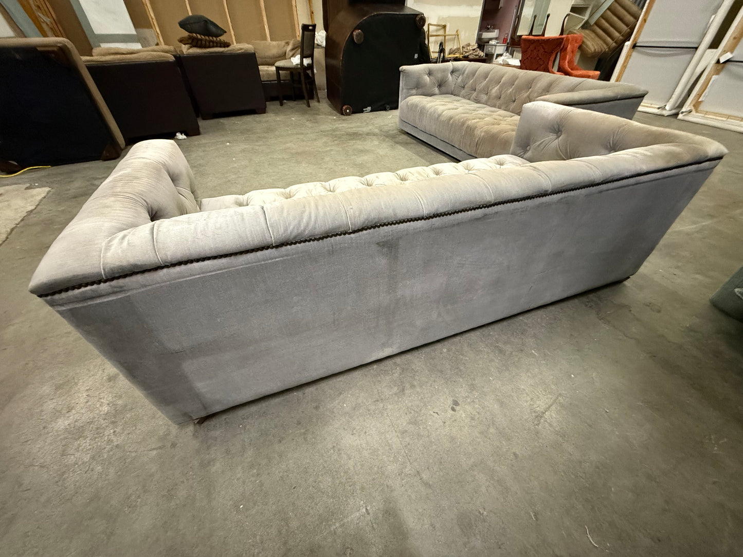 *Free Delivery* Pair of Restoration Hardware Highend Tufted Chesterfield Full Sized Couches