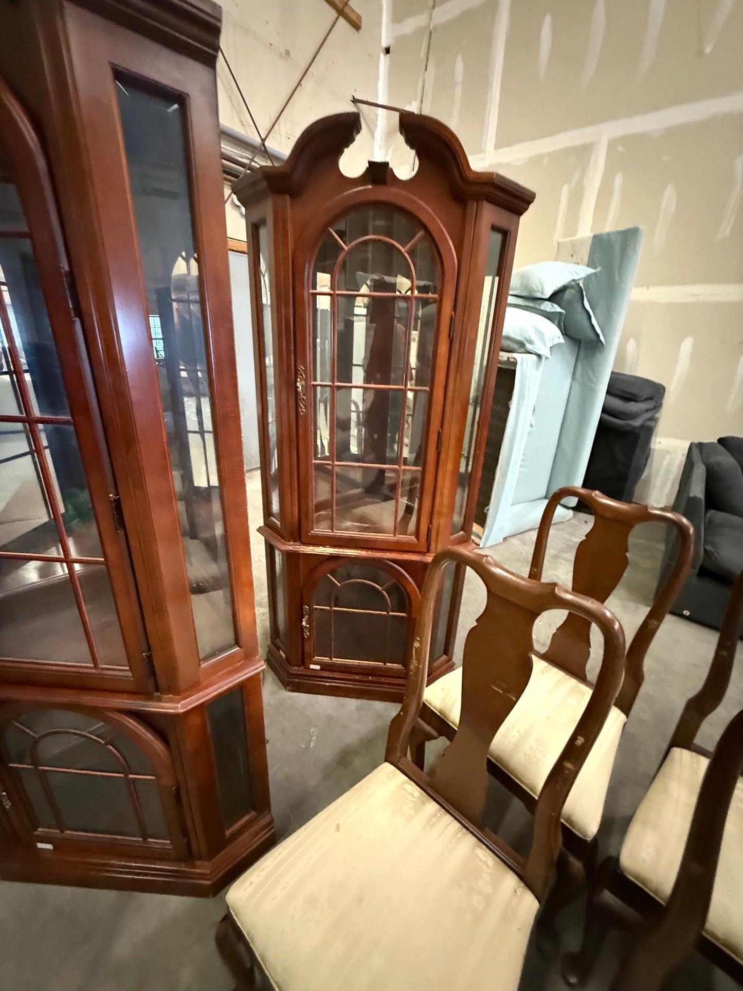Cherry Curio Cabinets with Glass Shelves and Light - Matching Set PULASKI FURNITURE