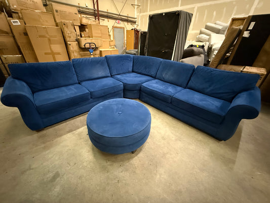 *Free Delivery* Beautiful Microfiber Blue Sectional with Ottoman - Very Elegant