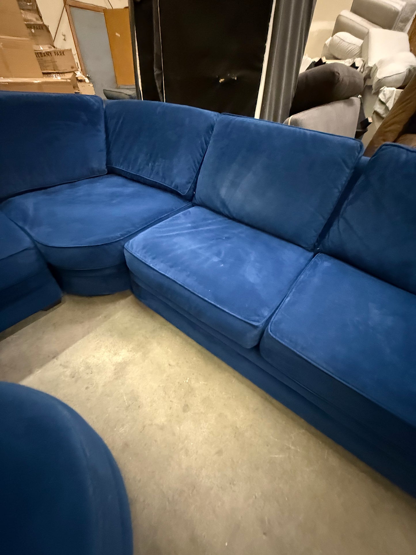 *Free Delivery* Beautiful Microfiber Blue Sectional with Ottoman - Very Elegant