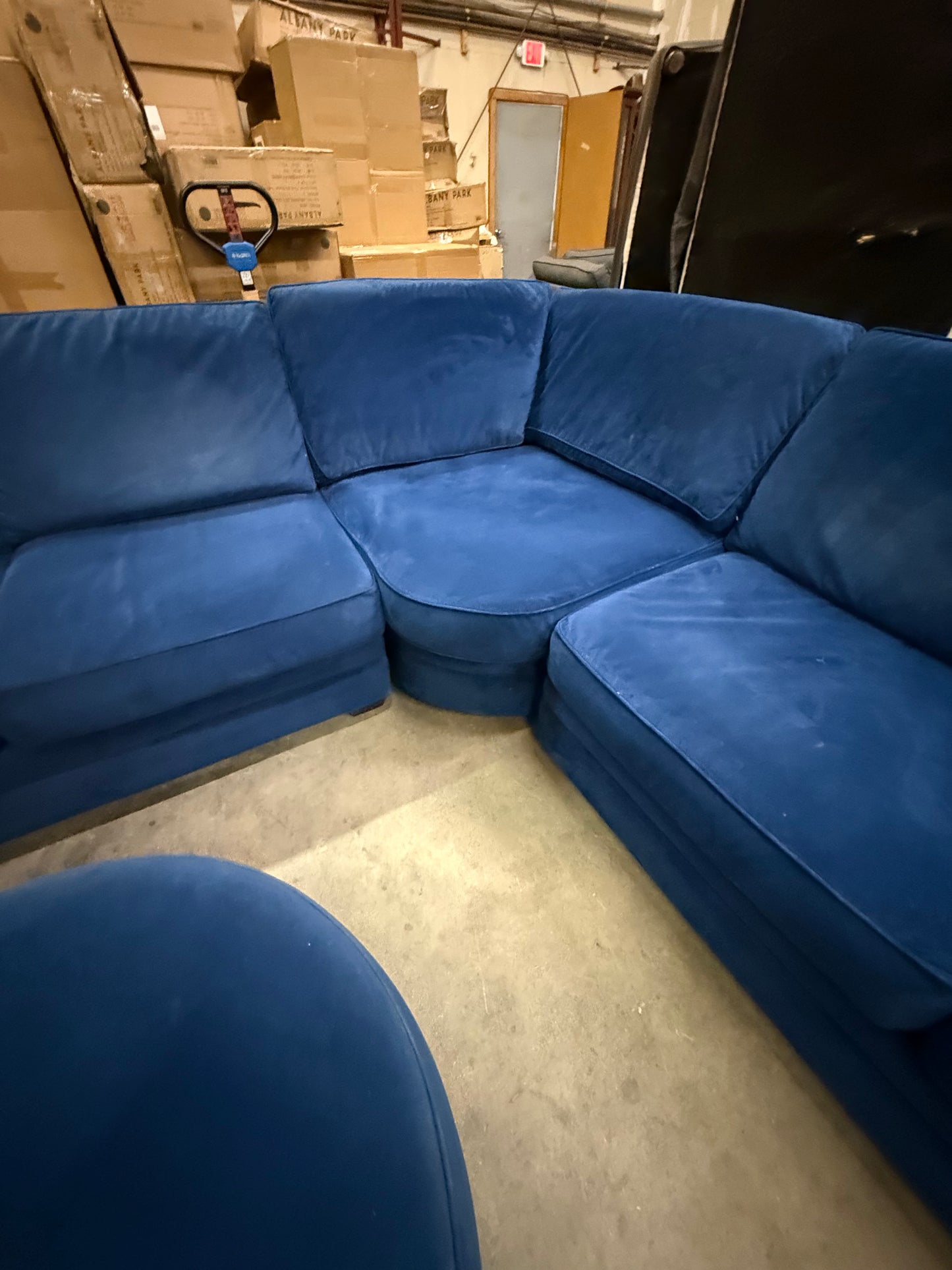 *Free Delivery* Beautiful Microfiber Blue Sectional with Ottoman - Very Elegant