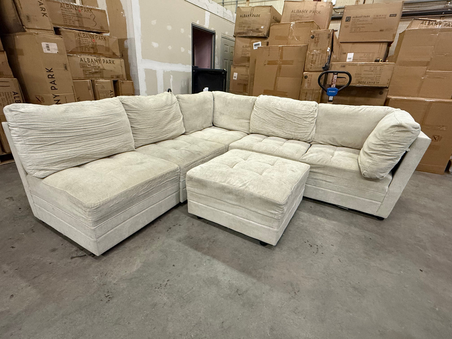 *Free Delivery* Cream Sectional Couch Modular with Ottoman