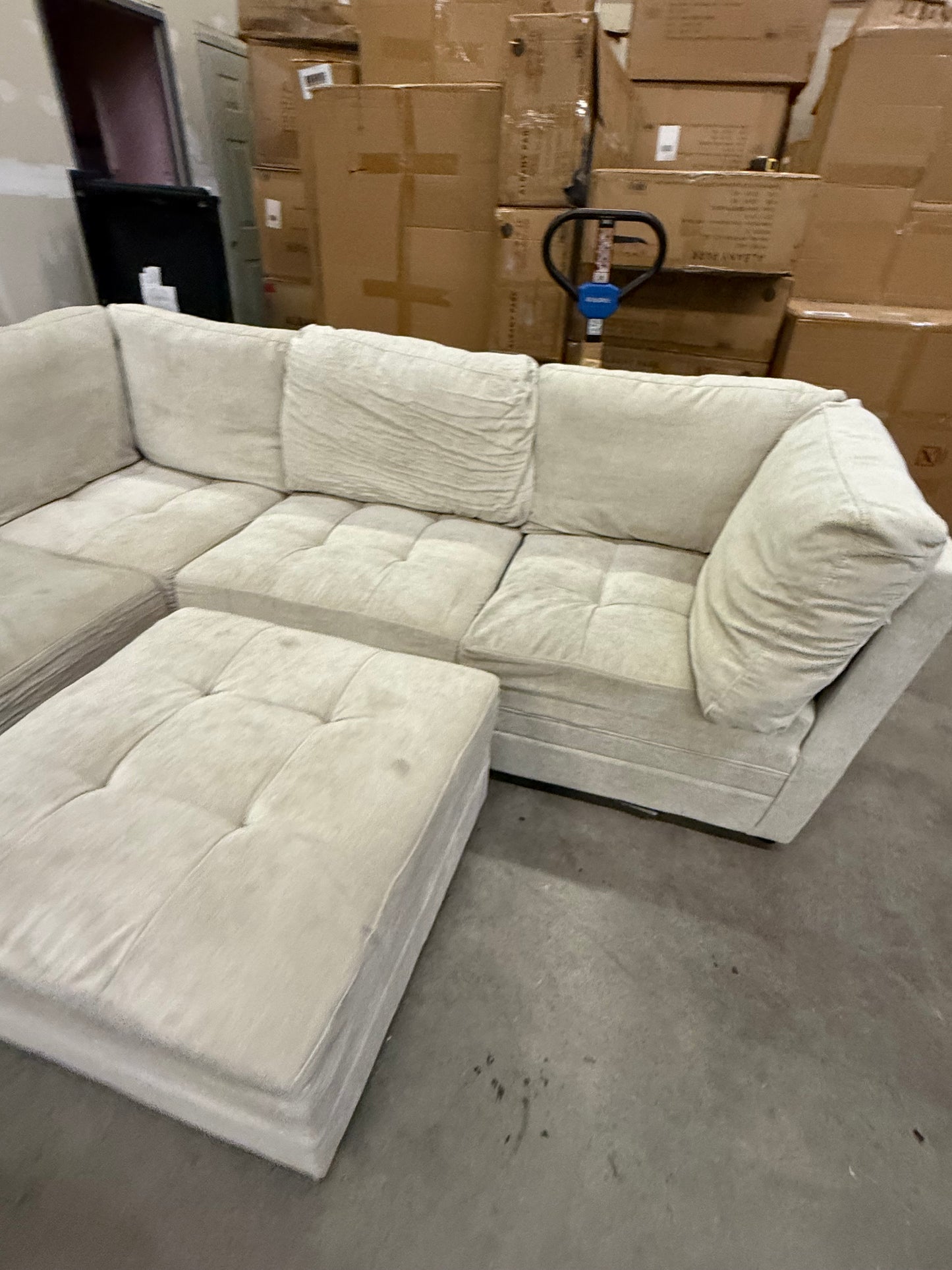 *Free Delivery* Cream Sectional Couch Modular with Ottoman