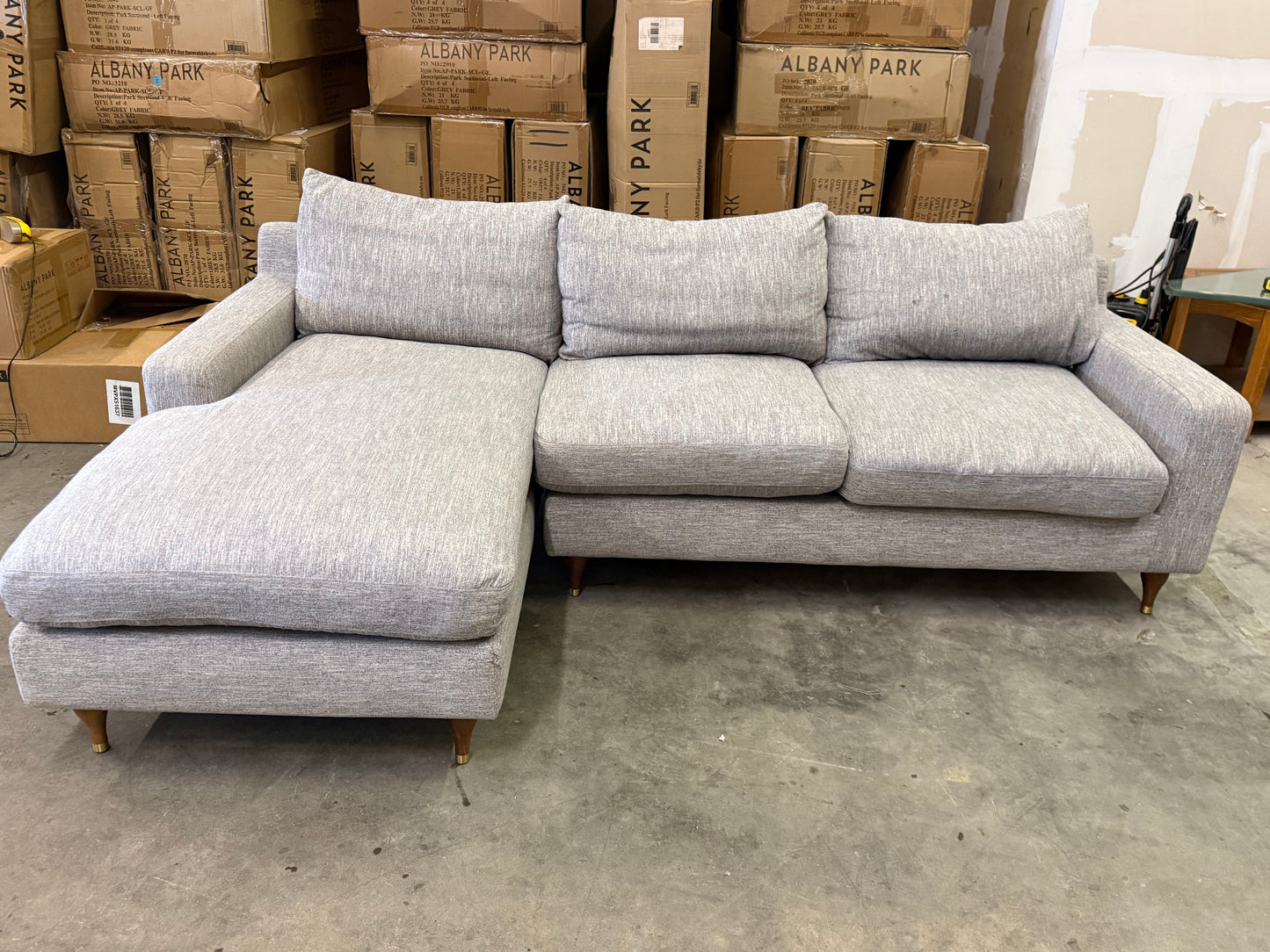 *Free Delivery* Brand New in the Box Albany Park "Park" Sectional Light Gray