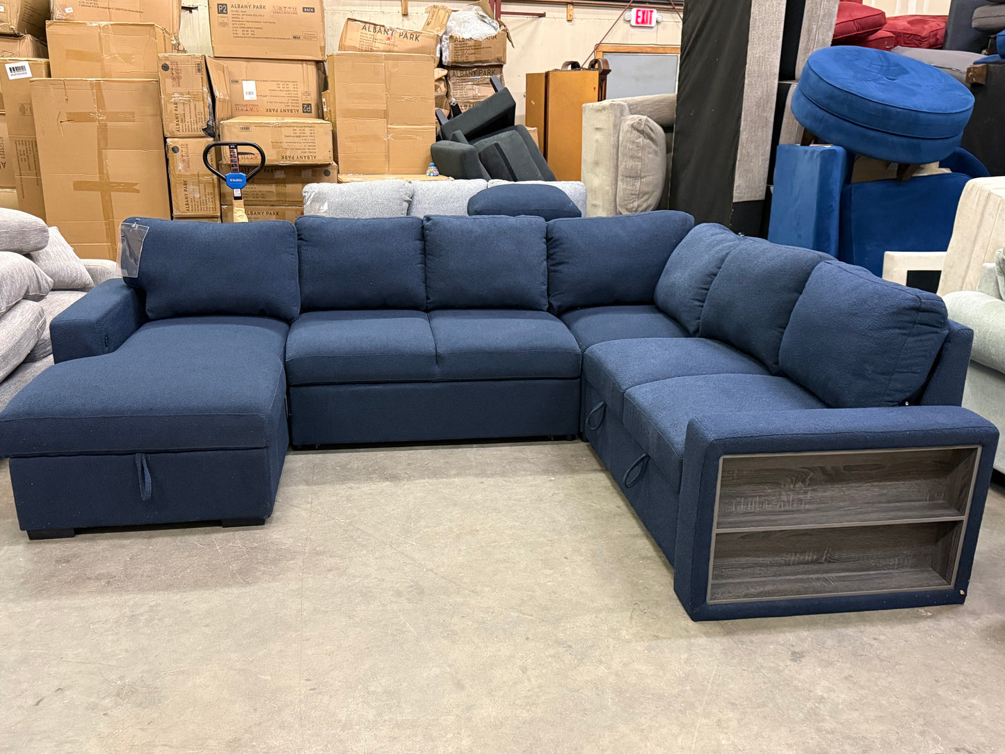 *Free Delivery* Retailer Return, Like-New Liquidation Sectional with Bed and USB and Storage