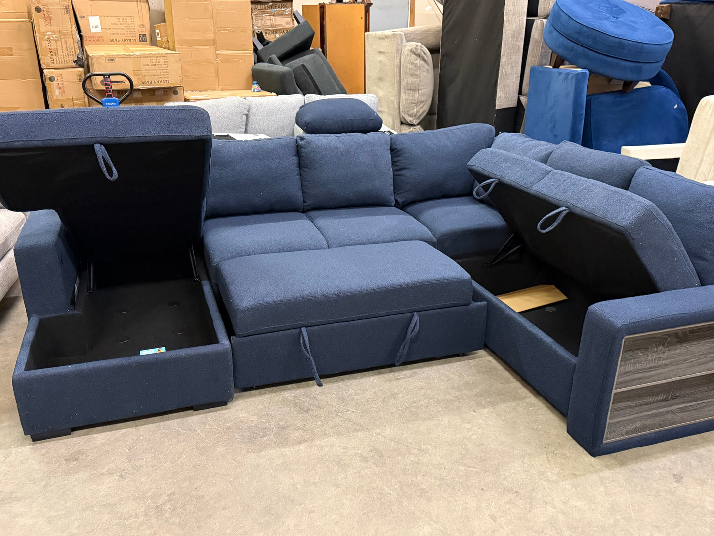 *Free Delivery* Retailer Return, Like-New Liquidation Sectional with Bed and USB and Storage