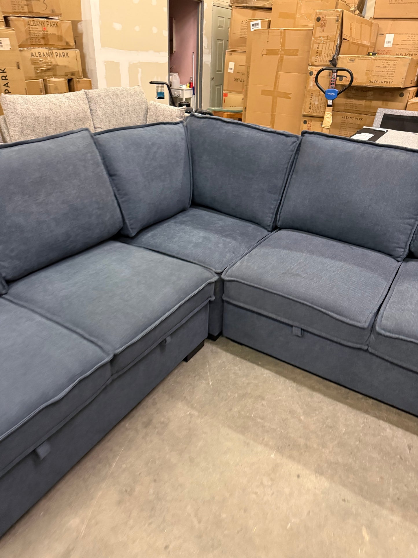 *Free Delivery* Retailer Return, Like-New Liquidation Sectional with Bed Conversion and Storage