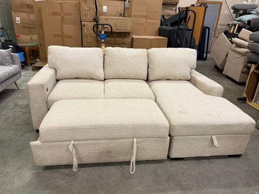 *Free Delivery* Retailer Return Liquidation Sectional with Bed and USB Beige