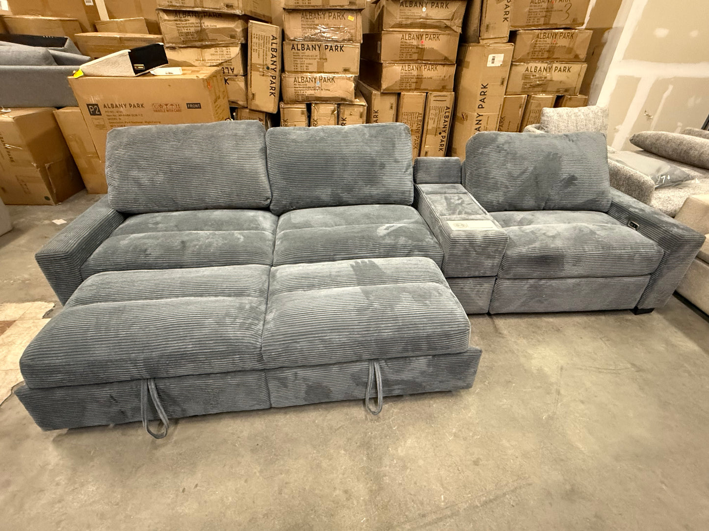 *Free Delivery* Retailer Return, Like-New Liquidation Sectional with Bed Conversion and Storage