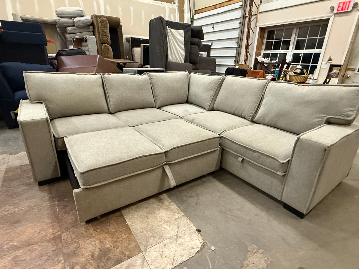 *Free Delivery* Retailer Return, Like-New Liquidation Sectional with Bed Conversion and Storage