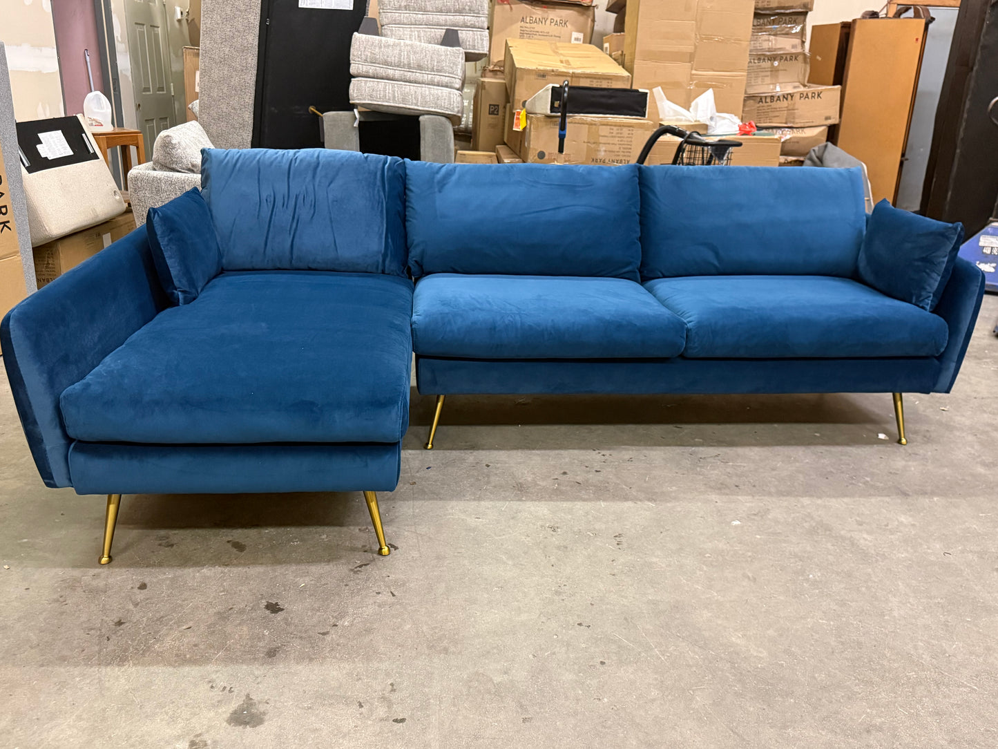 *Free Delivery* Brand New Albany Park "Park" Sectional Blue Left Arm Facing