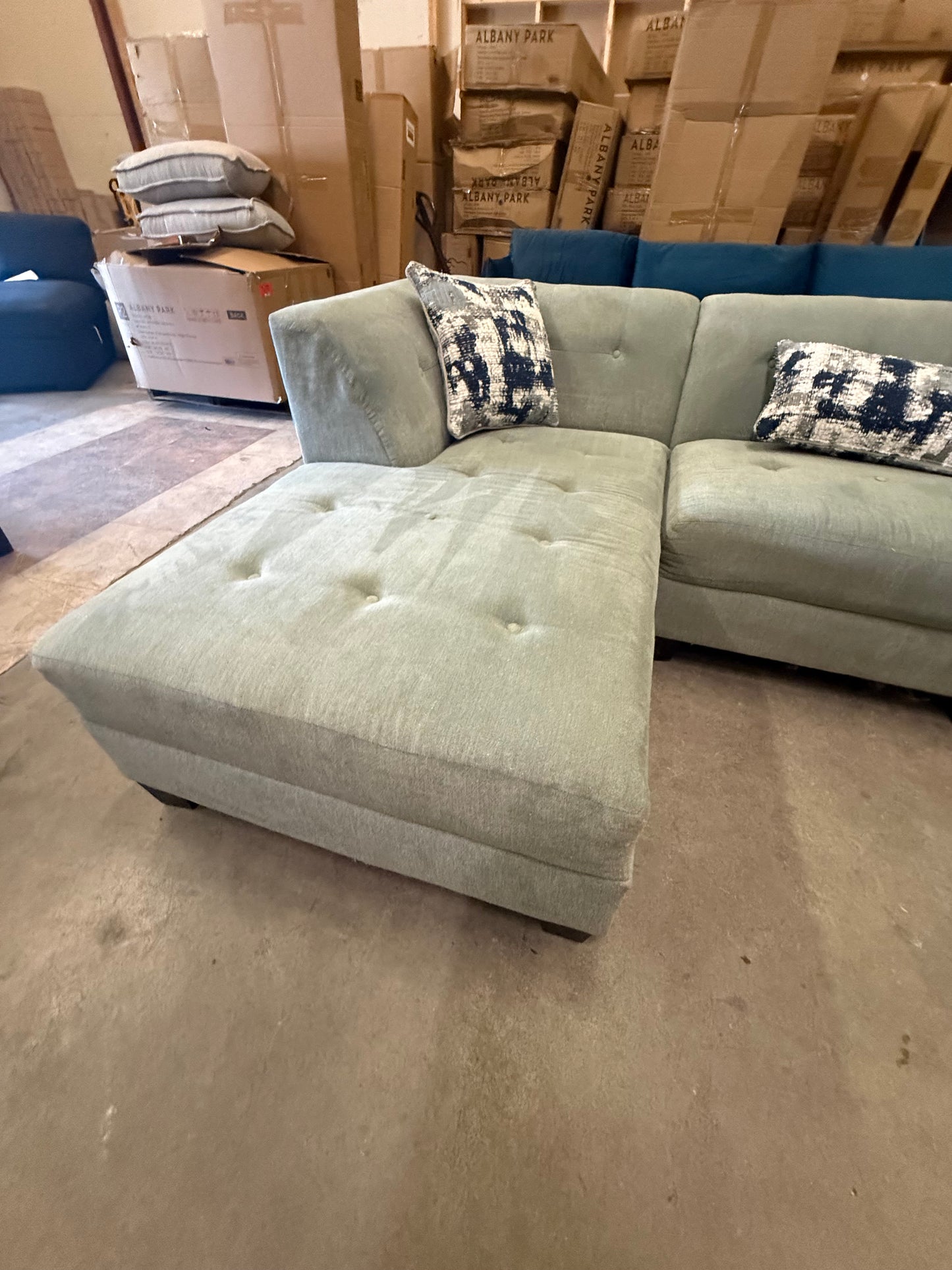 *Free Delivery* Great Condition Light Blue Sectional Couch - 3 Pieces