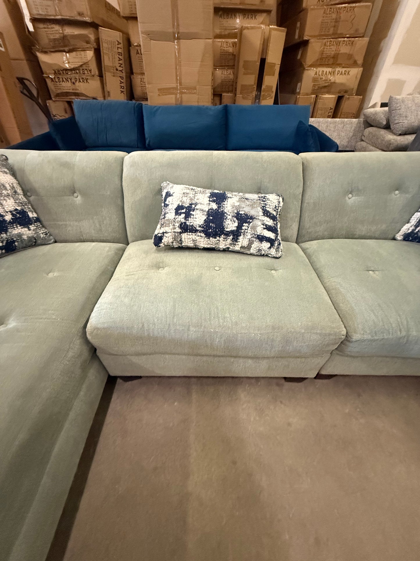 *Free Delivery* Great Condition Light Blue Sectional Couch - 3 Pieces
