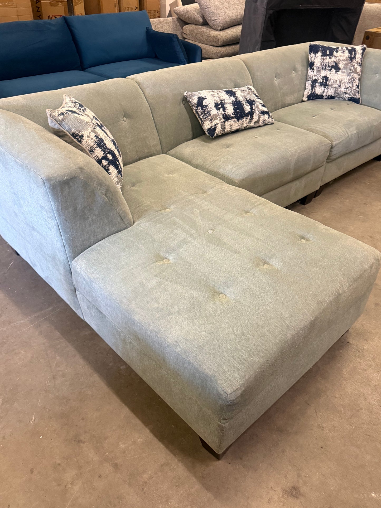 *Free Delivery* Great Condition Light Blue Sectional Couch - 3 Pieces